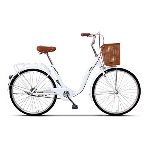 Folding Bike : Chenbz Bicycle Folding Bicycle Unisex 24 Inch Single Speed Portable Bicycle Portable City Cycling Bicycle (Color : BEIGE, Size : 127 * 22 * 74CM)
