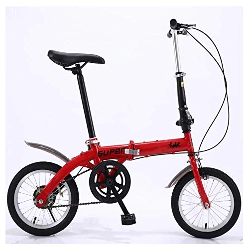 Folding Bike : Chenbz Outdoor sports 14In Folding Bike, Lightweight Aluminum Frame, Foldable Compact Bicycle with VStyle Brakes And WearResistant Tire for Adults (Color : Red)