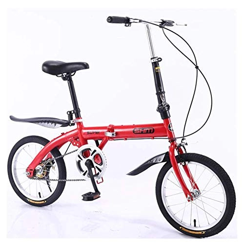 Folding Bike : Chenbz Outdoor sports 16" Lightweight Alloy Folding City Bike Bicycle, Dual VStyle Brakes (Color : Red)