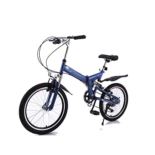 Folding Bike : Chenbz Outdoor sports Folding bicycle, mountain bike 20 inch 7 speed variable adult outdoor riding trip (Color : Blue)