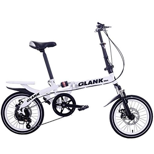 Folding Bike : Chenbz Outdoor sports Folding Bike, Variable Speed Double Disc Brake Full Suspension AntiSlip, Adult Students Children Portable Driving, Multiple Colors14 Inch / 16 Inch