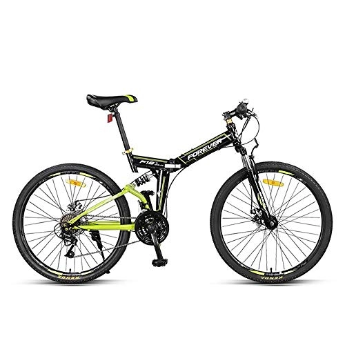 Folding Bike : CHEZI Light BicycleFolding Mountain Bike Off-Road Bike Shock Absorber Front and Rear Double Disc Brakes Soft Tail Frame Student Adult Bicycle 24 Speed