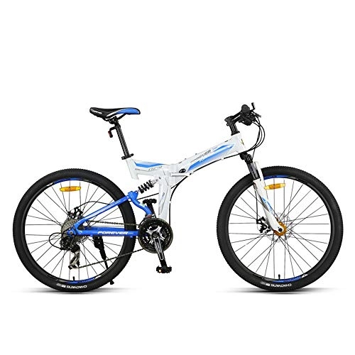 Folding Bike : CHEZI Mountain Bike Disc Brakes Double Damper Portable Aluminium Alloy Mountain Bike for Men and Women 27 Speeds 26 Inches
