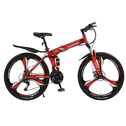 Folding Bike : CHHD Adult Off-road Mountain Bike Double Shock-absorbing 26 / 24 Inch Foldable Bike, 21-speed / 24-speed / 27-speed