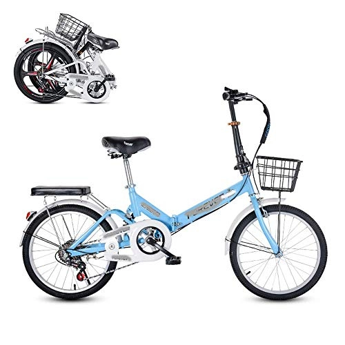 Folding Bike : CHHD Folding Adult Bicycle, 20-inch 6-speed Finger-shift Speed Adjustable Seat, Rear Shock Absorber Spring, Comfortable and Portable Commuter Bike