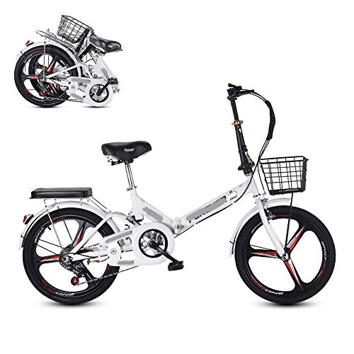 Folding Bike : CHHD Folding Adult Bicycle, 20-inch 6-speed Variable Speed Integrated Wheel, Free Installation Commuter Bicycle, Adjustable and Comfortable Seat Cushion