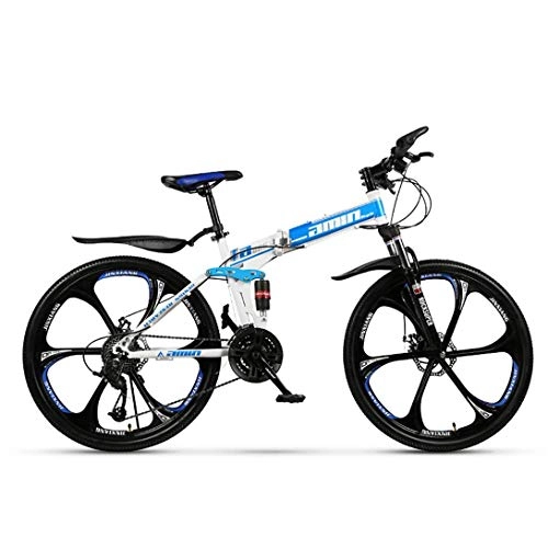 Folding Bike : CHHD Off-road Double Shock-absorbing Mountain Bike 26-inch Six-wheel Bicycle, Double Disc Brakes, Foldable, 21 Speed / 27 Speed
