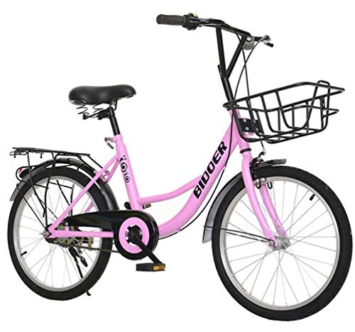 Folding Bike : Children City Road Bike 20 Inch Outdoor Travel Kids' Freestyle With Front Basket (Color : Pink)