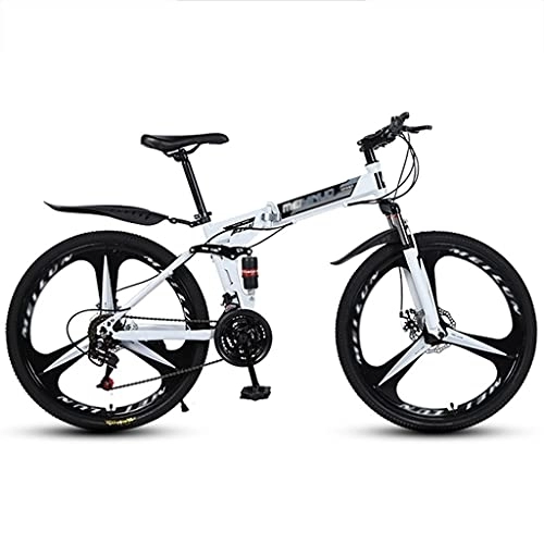 Folding Bike : Children's bicycle 26 inch Folding Mountain Bike Full Suspension 24 Speed High-Tensile Carbon Steel Frame MTB with Dual Disc Brake for Men and Women / 8756 ( Color : Style4 , Size : 26inch21 speed )