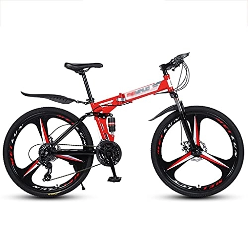 Folding Bike : Children's bicycle 26 Inch Folding Mountain Bike Full Suspension 24 Speed High-Tensile Carbon Steel Frame MTB with Dual Disc Brake for Men and Women ( Color : Style1 , Size : 26inch24 speed )