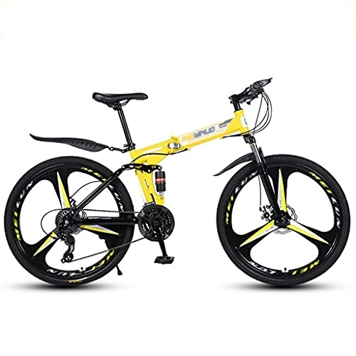 Folding Bike : Children's bicycle 26 Inch Folding Mountain Bike Full Suspension 24 Speed High-Tensile Carbon Steel Frame MTB with Dual Disc Brake for Men and Women ( Color : Style2 , Size : 26inch21 speed )