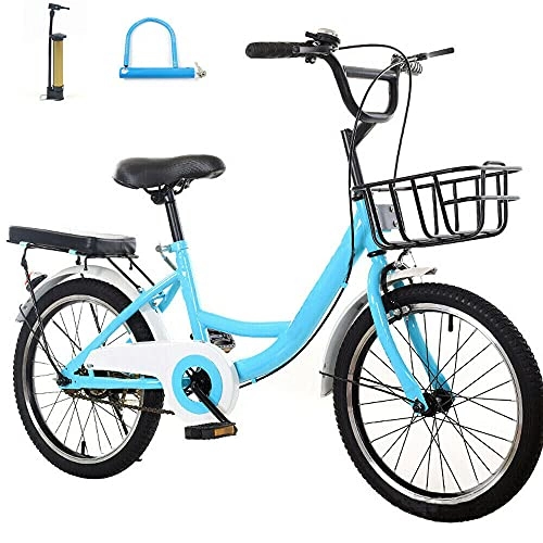 Folding Bike : Children's Bicycles 20 Inch Variable Speed ​​Mountain Bike Lightweight and Shockproof with Safety Storage Basket Kids Bike for 6-13 Years Old Kids Blue