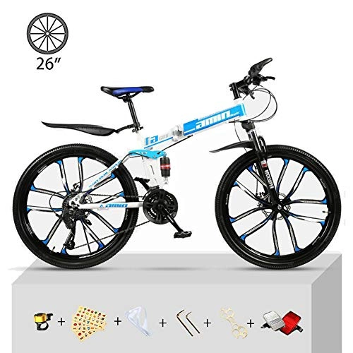 Folding Bike : CHJ Mountain Bikes, All-Terrain Cross-Country Bikes for Men and Women, 26-Inch 21-Speed Folding Double Shock-Absorbing Titanium Steel Frame, Safe and Comfortable