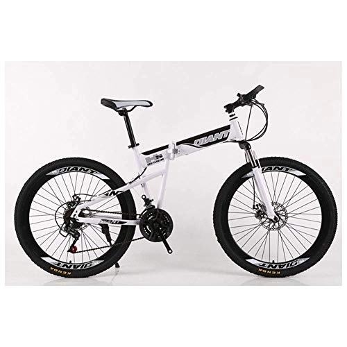 Folding Bike : CHUNSHENN Fitting Excercises Outdoor sports Folding Mountain Bike 2130 Speeds Bicycle Fork Suspension MTB Foldable Frame 26" Wheels with Dual Disc Brakes (Color : White, Size : 27 Speed)