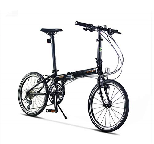 Folding Bike : City Bike 20 Inch 18-Speed Commuter Bicycle Fold Aluminum Alloy Brake For Unisex Adult, black
