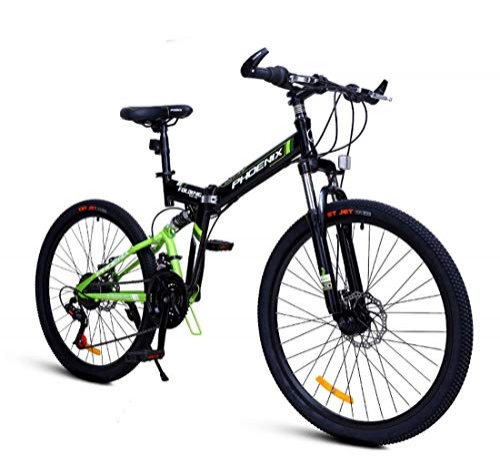 Folding Bike : City Bike 24-Speed Fold Bicycle With Double Shock Absorption For Unisex Adult, green, 24inch