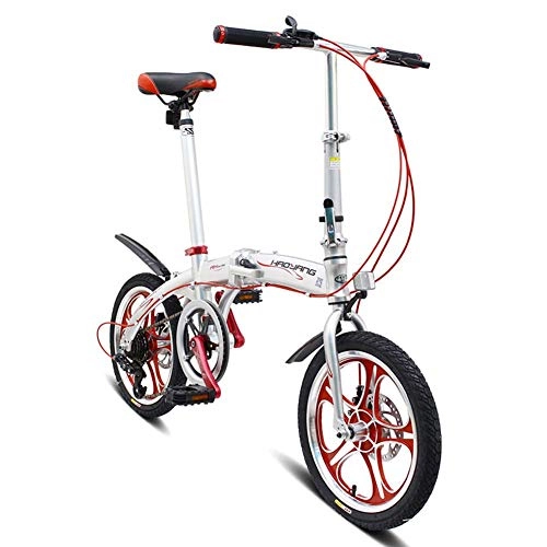 Folding Bike : City Bike Unisex Adults Folding Mini Bicycles Lightweight For Men Women Ladies Teens Classic Commuter With Adjustable Handlebar & Seat, aluminum Alloy Frame, 6 speed - 16 Inch Wheels, Silver