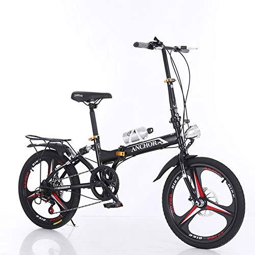 Folding Bike : City Bike Unisex Adults Folding Mini Bicycles Lightweight For Men Women Ladies Teens Classic Commuter With Adjustable Handlebar & Seat, aluminum Alloy Frame, 6 speed - 20 Inch Wheels, Black