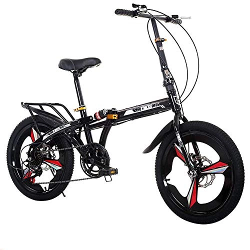 Folding Bike : City Bike Unisex Adults Folding Mini Bicycles Lightweight For Men Women Ladies Teens Classic Commuter With Adjustable Handlebar & Seat, aluminum Alloy Frame, 7 speed - 20 Inch Wheels, Black