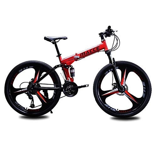 Folding Bike : City Folding Car Adult Folding Bike, RNNTK Light Mountain Bicycle Three-knife wheel.Double Shock Absorption, Folding Car Double Disc Brake A Variety Of Colors B -21 Speed -26 Inches