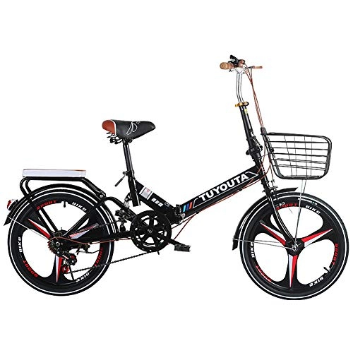 Folding Bike : CJCJ-LOVE Folding Bike Adult Bicycle 20 Inch High Carbon Steel Portable Frame City Bikes 3 Impeller Integrated Wheel Bicycle Shock Absorption Aluminum Alloy, C