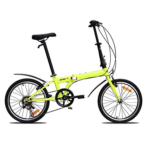 Folding Bike : CJF 20" Folding Bicycle Portable Lightweight Variable Speed Bike with 6-Speed Positioning Flywheel for Women And Men, C