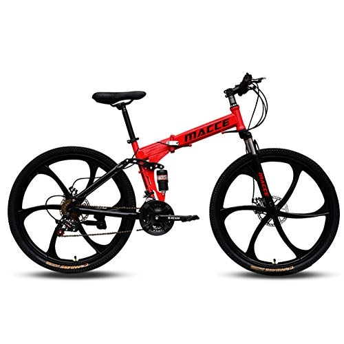 Folding Bike : CJF 26 Inch Mountain Bike 27-Speed Folding Outroad Bicycles with Locking Shock-Absorbing Front Fork for Outdoors, D