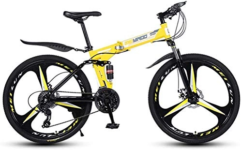Folding Bike : CLOTHES Commuter City Road Bike Folding Variable Speed 26 Inch Mountain Bike, Lightweight High-carbon steel Frame Bikes Dual Disc Brake Bicycle, 21-24 - 27 Speeds, Yellow, 24speed Unisex