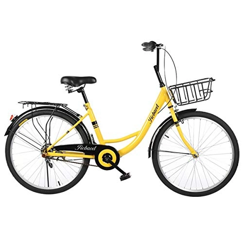 Folding Bike : CLOUDH Urban Commuter Bike, 24 Inch Lightweight Bicycle Single Speed Adult City Student Commuter Car with Basket Mens Women Leisure Bicycle