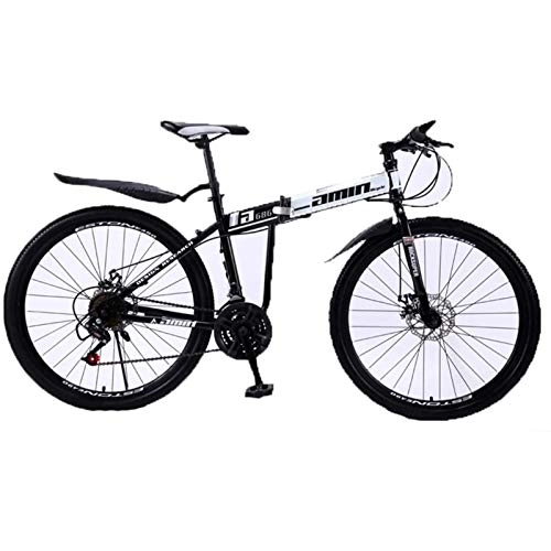 Folding Bike : CNRRT Bicycle mountain bike 30-speed steel frame 26 inch 3 radiation wheel double suspension folding bicycle (Color : 7, Size : 24speed)
