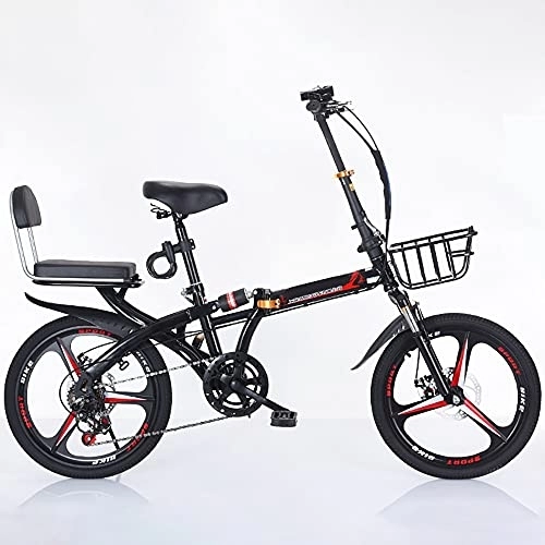 Folding Bike : COKECO Foldable Bicycle 20 Inch 7-speed High-carbon Steel Frame Safety Mechanical Dual Disc Brakes Dual Shock Absorbers All-terrain Mountain Bikes Ultra-light And Portable