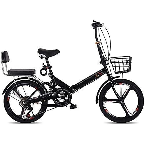 Folding Bike : COKECO Foldable Bicycle 20 Inch Small Folding Bicycle With Child Seat 6-speed Transmission System Lightweight Frame All-terrain Practical Anti-skid And Wear-resistant Tires
