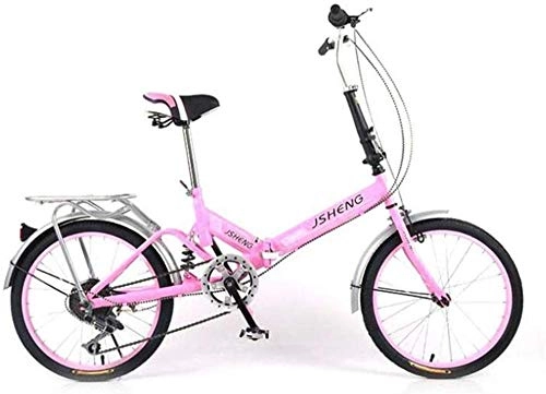 Folding Bike : Comfort & Cruiser Bikes Kids' Bikes Folding Bike 6 Speed Cycling Bike Portable Folding Shifting Shock Absorption Road Bicycle (Color : Red)-Pink
