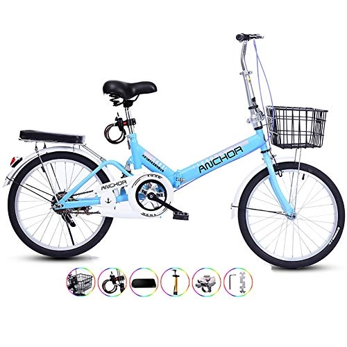 Folding Bike : Comfortable folding bicycle 20 inch with basket sitting frame single speed unisex bikes ladies bicycles student load 100kg high carbon steel frame shock absorption spokes wheel