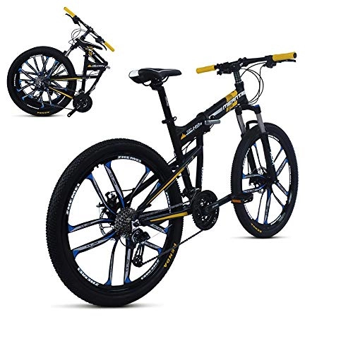 Folding Bike : Compact Folding Bike, Double Disc Brake, Lightweight Aluminum Frame, Folding Bicycle Great for City Riding and Commuting, 27-Speed 26-Inch Wheels