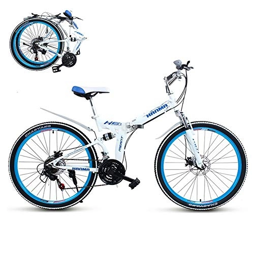 Folding Bike : Compact Folding Bike, Featuring Front and Rear Fenders, Lightweight Aluminum Frame, Folding Bicycle Great for City Riding and Commuting, 21-Speed Double Disc Brake, 24 / 26-Inch Wheels