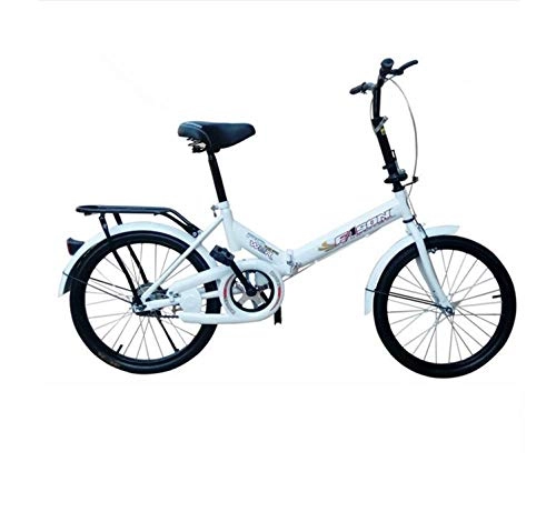 Folding Bike : Compact folding bike for men and women 20-inch mini city buggy Lightweight adult commute-white