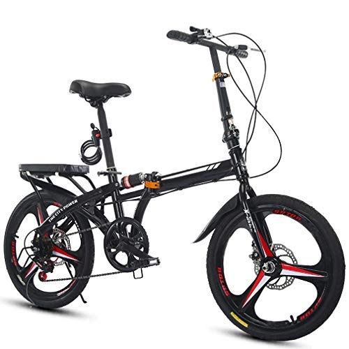 Folding Bike : Compact Folding Mountain Bike, 6 Speed Hinge Folding Bicycle 20-Inch / Medium, Male and Female Adult Students with Variable Speed Pedal Bicycles