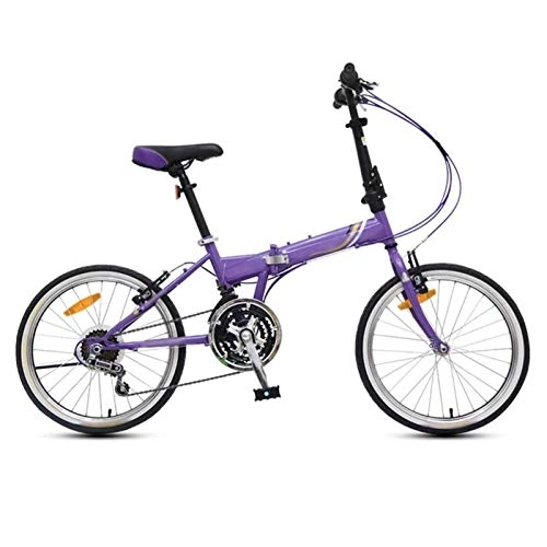 Folding Bike : Compact urban bike, 21-speed zoom 20-inch commuter Lightweight folding bike Shock absorption for men, women, easily foldable leisure bike (Color : Purple)