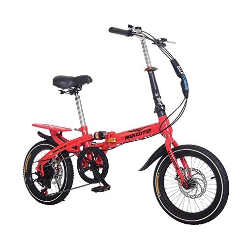 Folding Bike : Convenient 16 inch 20 inch folding bike 7 speeds Disc Bike with disc bike Adult bicycle frame mini bicycle with basket Folding Bicycle kids (Color : Burgundy, Size : 7speed)