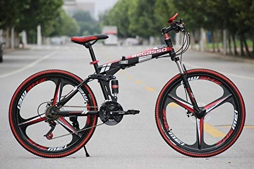 Folding Bike : Convenient Foldable Ultra-Lightweight Mountain Bike 4-Variable Speeds Dual Brake Folding Bicycle For Student Man And Women Adult Bike (Color : Black 3 blade, Size : 21)