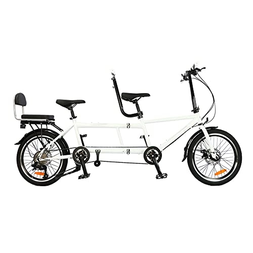 Folding Bike : Coslike Tandem Bike - City Tandem Folding Bicycle, Foldable Tandem Adult Beach Cruiser Bike Adjustable 7 Speeds, CE FCC CCC, White, 82.6x13.8x43.3 inch