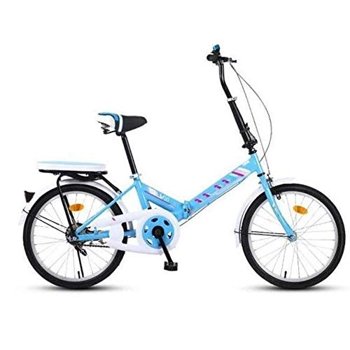 Folding Bike : COUYY 16-inch foldable mountain bike, urban folding bike, compact folding bike, high carbon steel double tube support frame, more secure design, Blue
