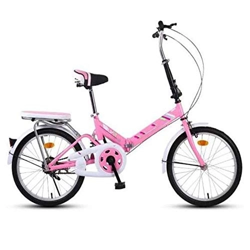 Folding Bike : COUYY 16-inch foldable mountain bike, urban folding bike, compact folding bike, high carbon steel double tube support frame, more secure design, Pink