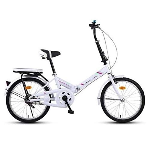Folding Bike : COUYY 16-inch foldable mountain bike, urban folding bike, compact folding bike, high carbon steel double tube support frame, more secure design, White