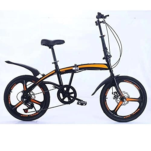 Folding Bike : COUYY 20 inch variable speed double disc brake folding bicycle adult outdoor riding alloy one-wheel road mountain bike, Black