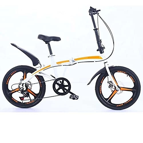 Folding Bike : COUYY 20 inch variable speed double disc brake folding bicycle adult outdoor riding alloy one-wheel road mountain bike, White