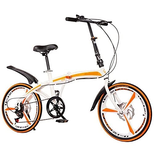 Folding Bike : COUYY 20 inch variable speed double disc brake folding bicycle adult outdoor riding wheel road mountain bike, White