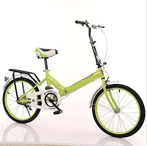 Folding Bike : COUYY Bicycle 20 inch folding bicycle adult men's and women's ultra-light portable shock-absorbing student car gift bicycle, Green