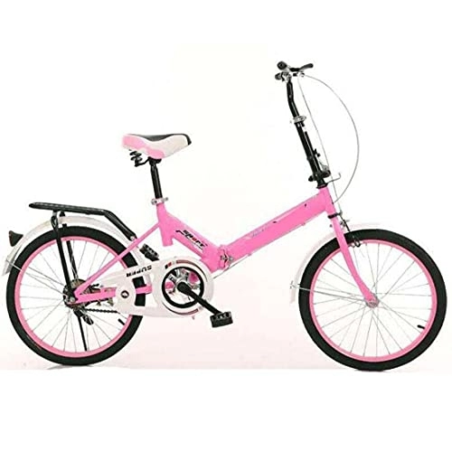 Folding Bike : COUYY Bicycle 20 inch folding bicycle adult men's and women's ultra-light portable shock-absorbing student car gift bicycle, Pink
